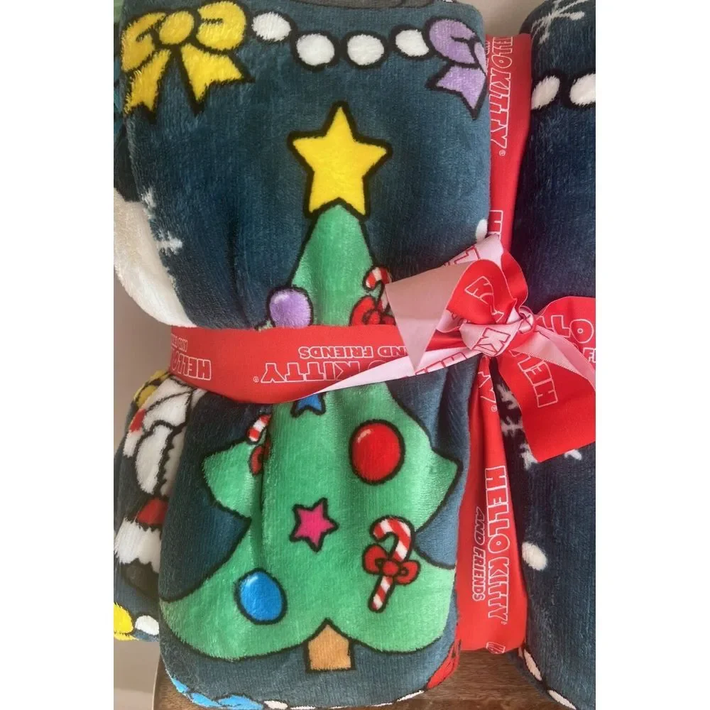 Hello Kitty Christmas Sherpa Blanket Twin Size‎ Holiday Throw Soft Plush